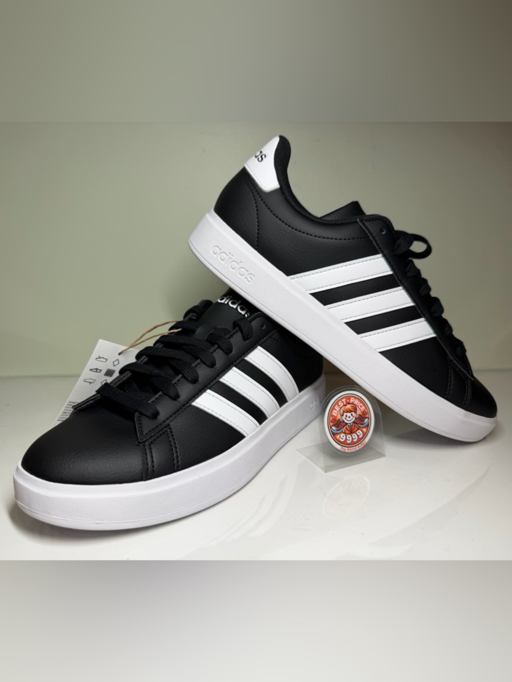 adidas - Size 7.5 - Men’s Grand Court 2.0 Black Shoes - GW9196 - New